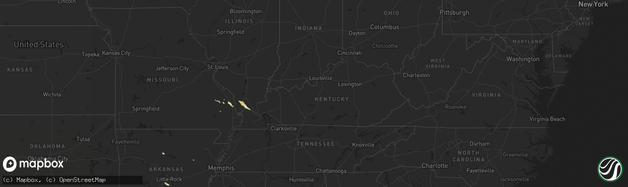 Hail map in Kentucky on February 22, 2024