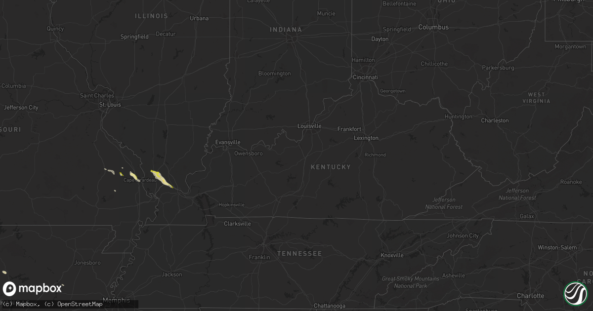 Hail map in Kentucky on February 22, 2024