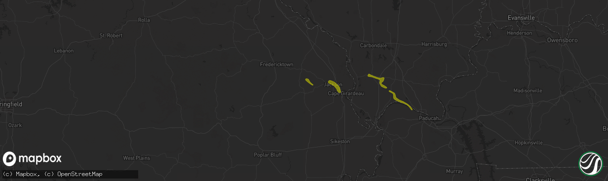 Hail map in Marble Hill, MO on February 22, 2024