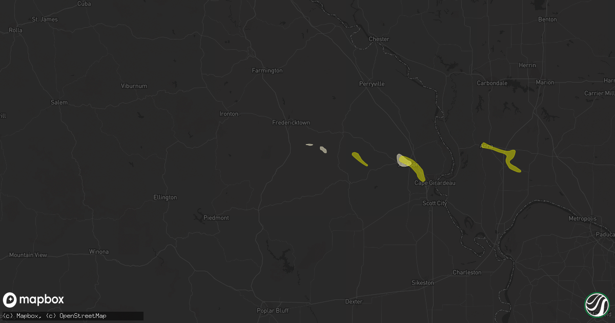 Hail map in Marquand, MO on February 22, 2024