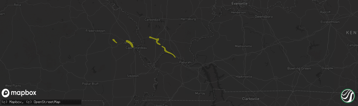 Hail map in Metropolis, IL on February 22, 2024