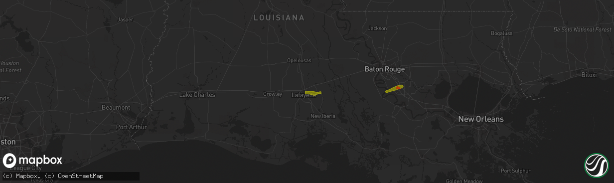 Hail map in Lafayette, LA on February 23, 2014