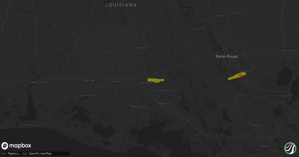 Hail map in Lafayette, LA on February 23, 2014