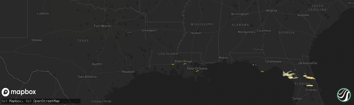 Hail map in Louisiana on February 23, 2014