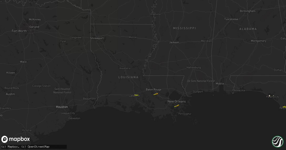 Hail map in Louisiana on February 23, 2014