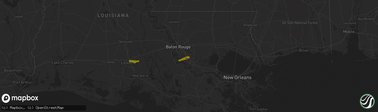 Hail map in Prairieville, LA on February 23, 2014