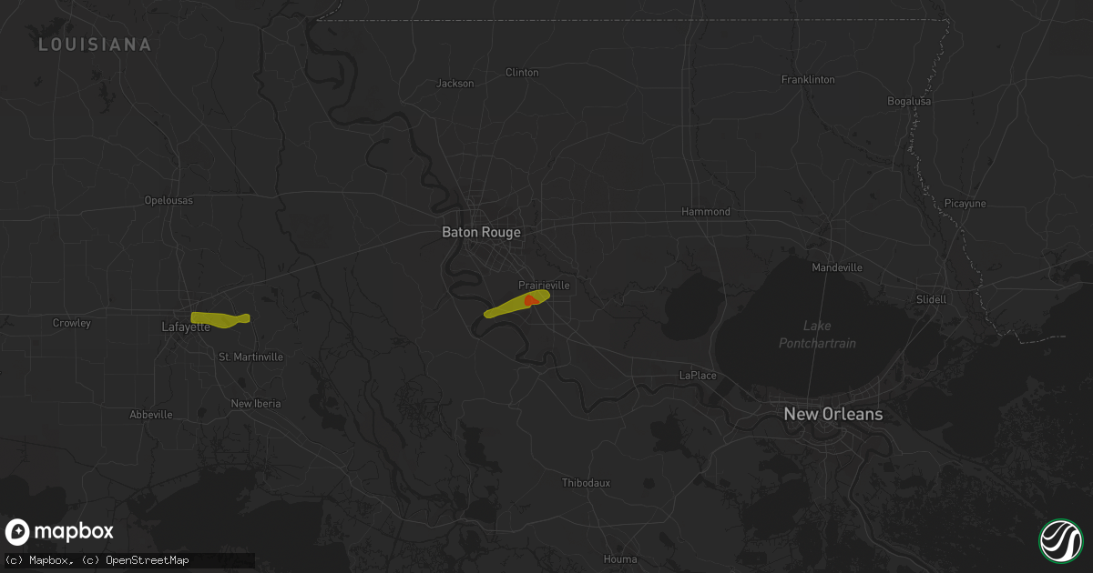 Hail map in Prairieville, LA on February 23, 2014