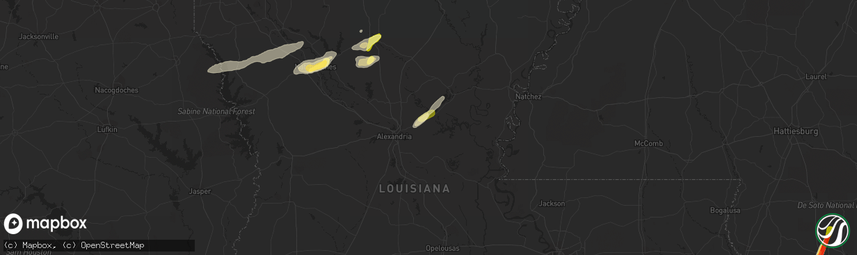 Hail map in Deville, LA on February 23, 2016