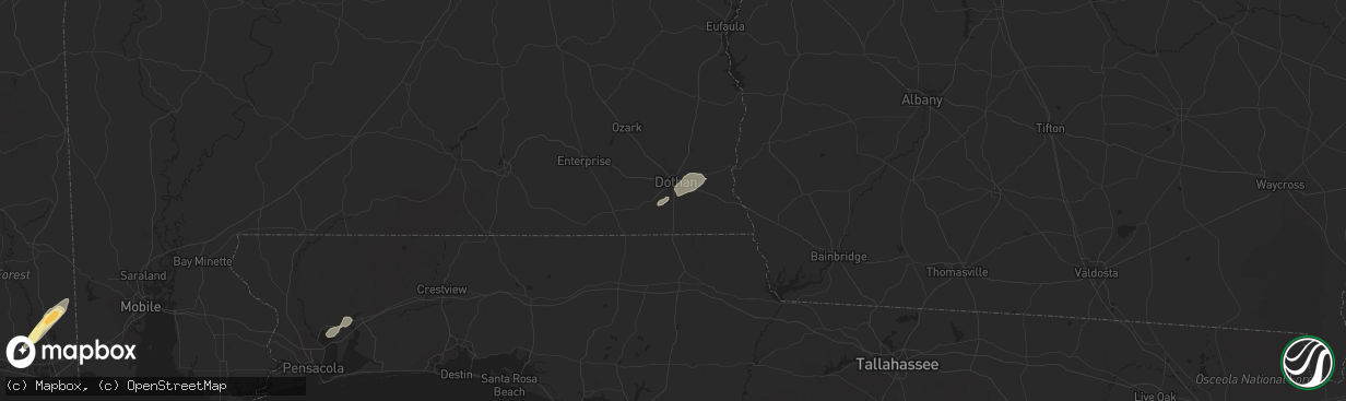 Hail map in Dothan, AL on February 23, 2016