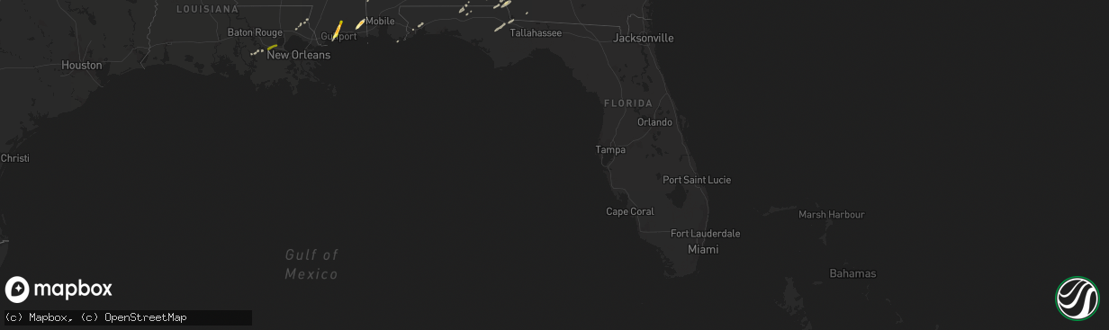 Hail map in Florida on February 23, 2016