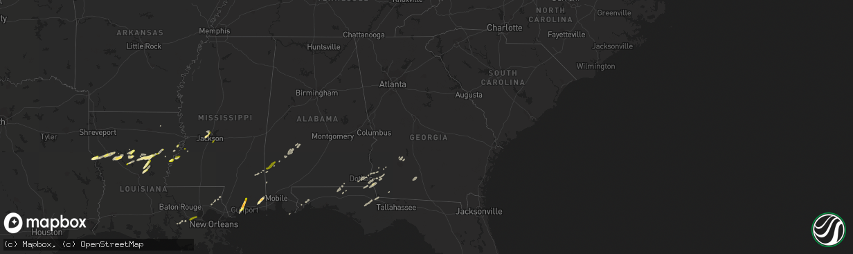 Hail map in Georgia on February 23, 2016