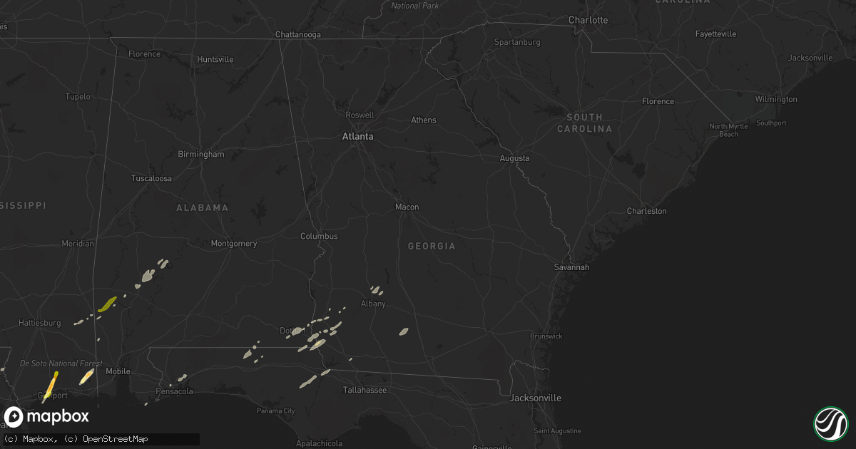 Hail map in Georgia on February 23, 2016