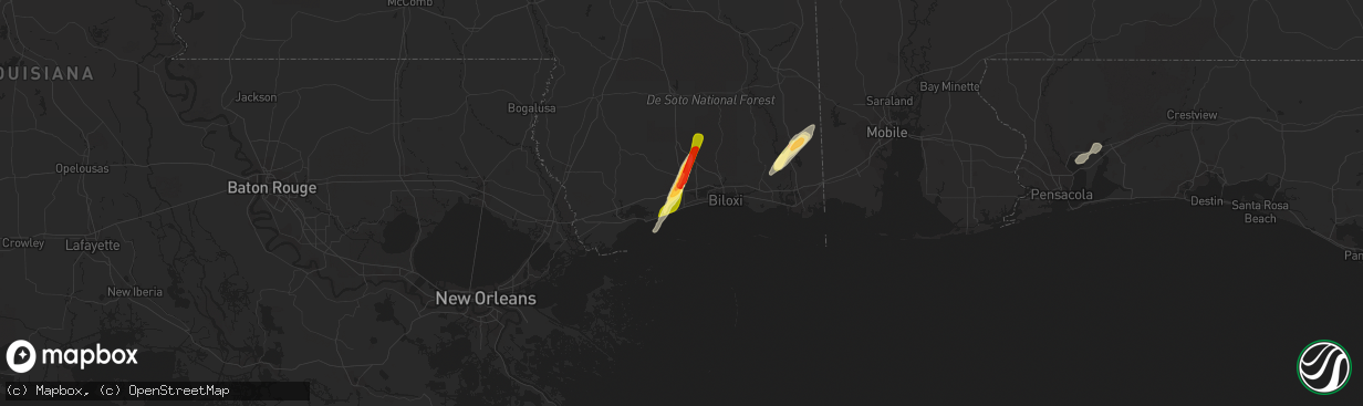 Hail map in Gulfport, MS on February 23, 2016