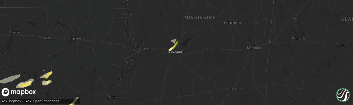 Hail map in Jackson, MS on February 23, 2016