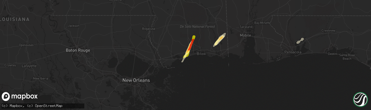 Hail map in Long Beach, MS on February 23, 2016