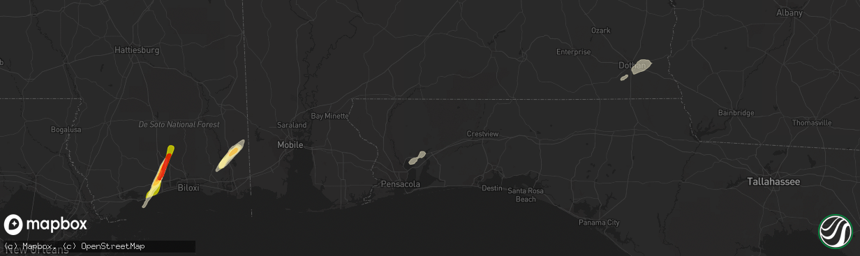 Hail map in Milton, FL on February 23, 2016