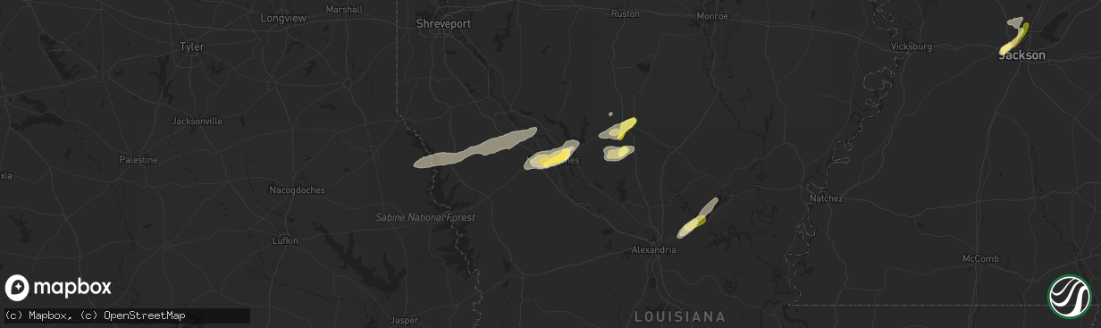 Hail map in Natchitoches, LA on February 23, 2016