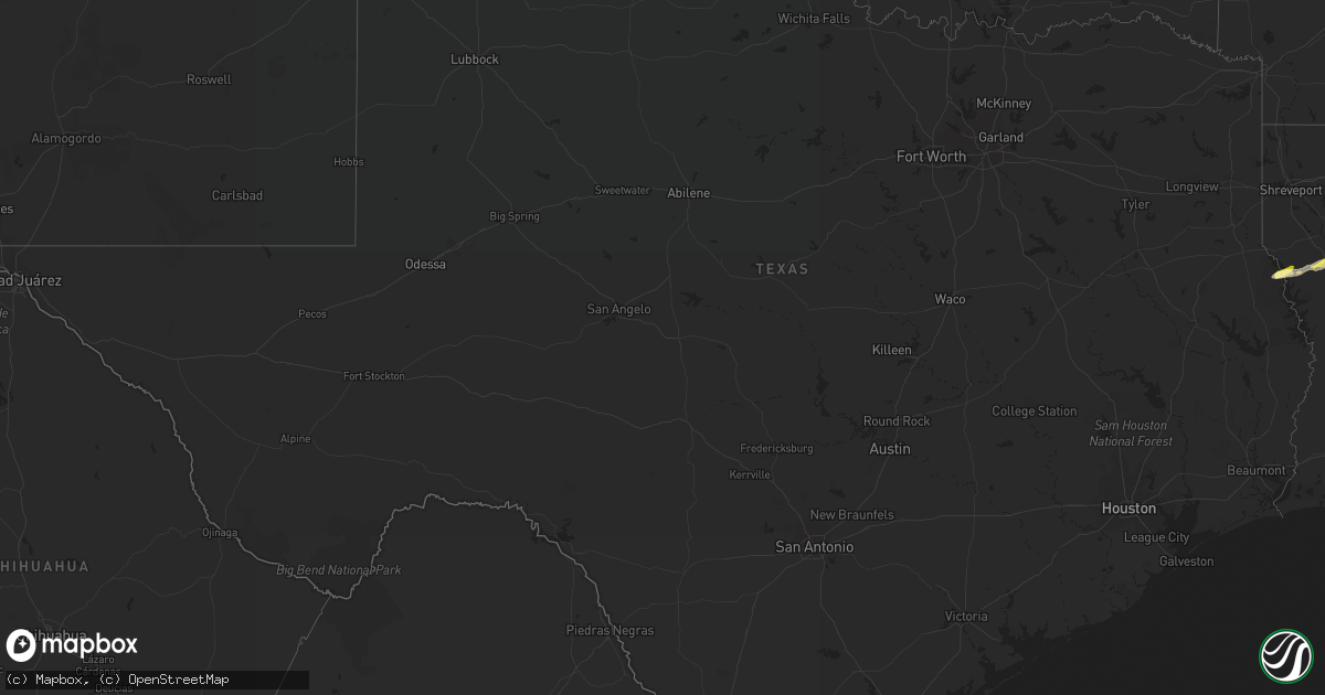 Hail map in Texas on February 23, 2016