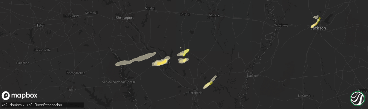 Hail map in Winnfield, LA on February 23, 2016