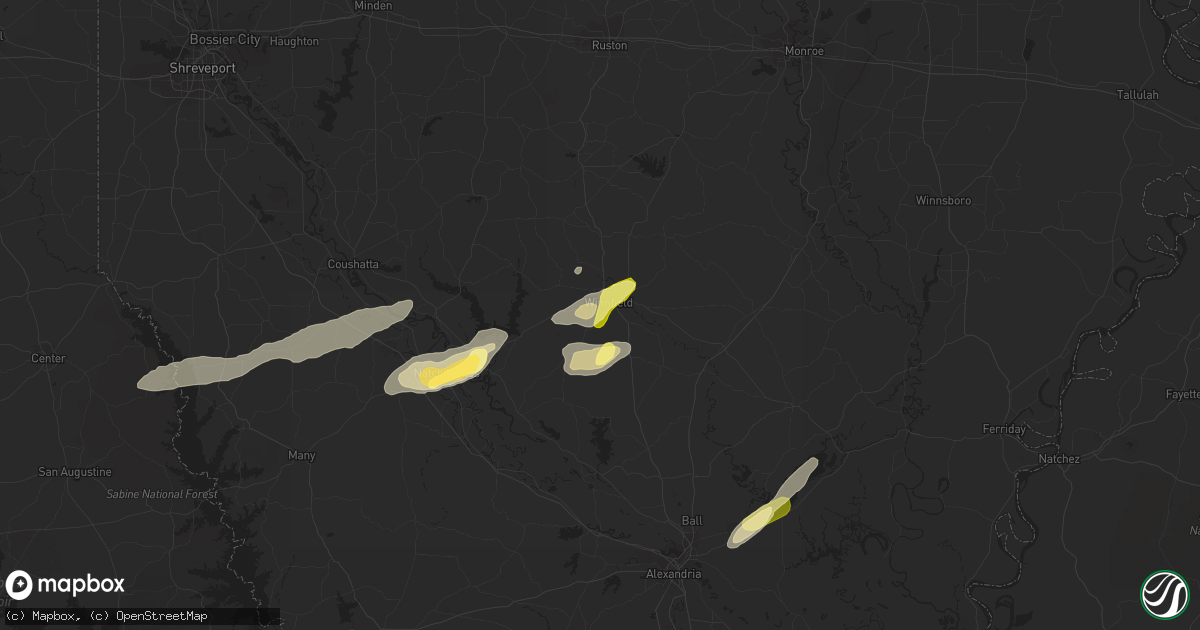 Hail map in Winnfield, LA on February 23, 2016