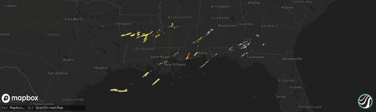 Hail map on February 23, 2016