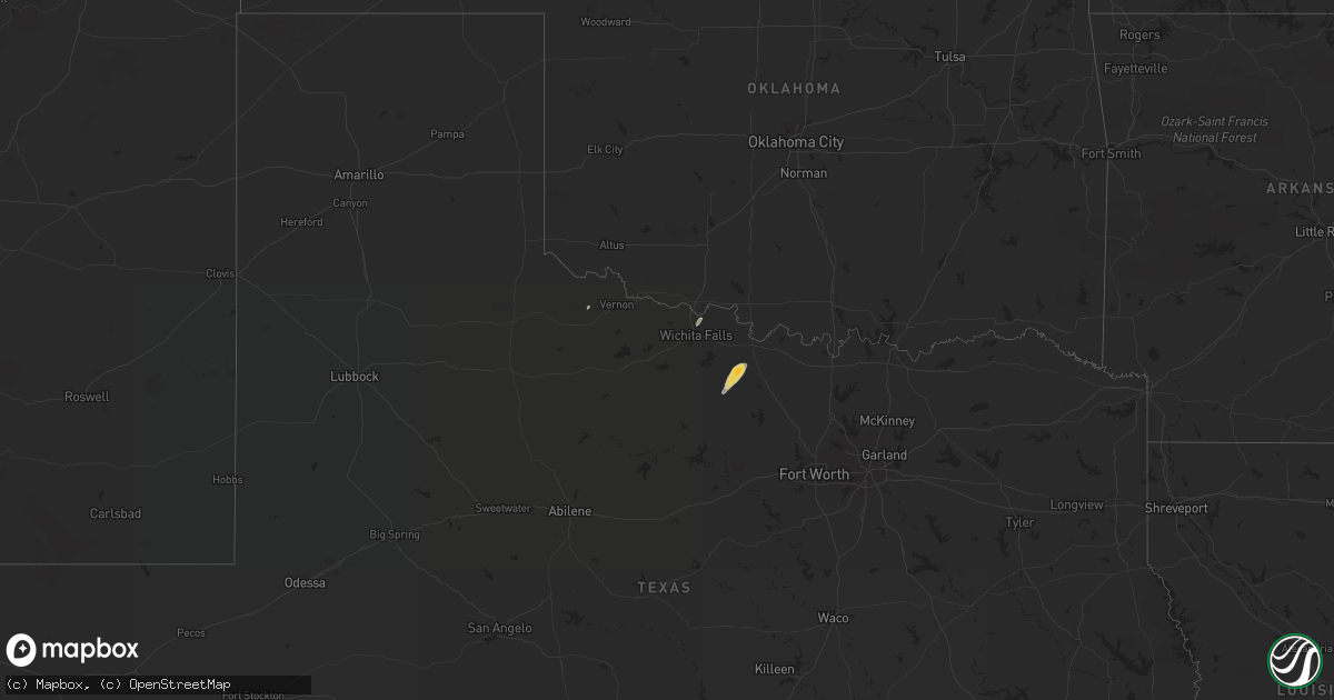 Hail map in Texas on February 23, 2018