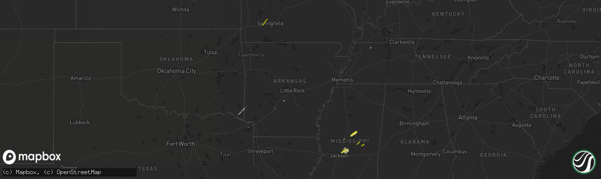 Hail map in Arkansas on February 23, 2019