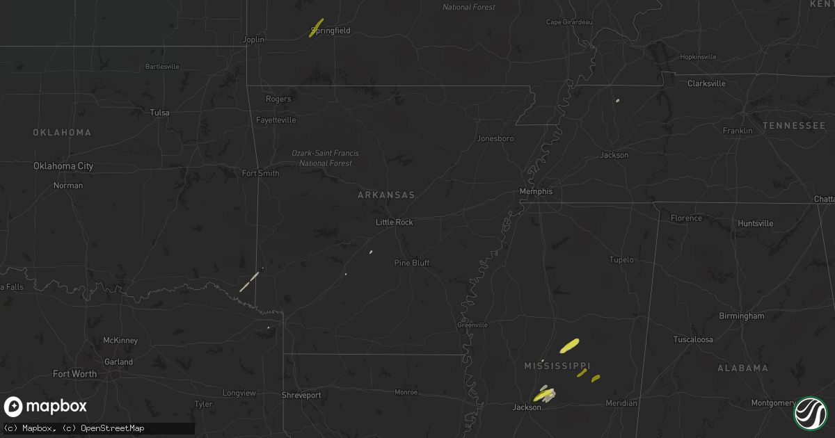 Hail map in Arkansas on February 23, 2019