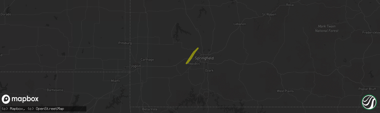 Hail map in Bois D Arc, MO on February 23, 2019