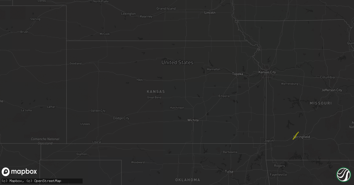 Hail map in Kansas on February 23, 2019
