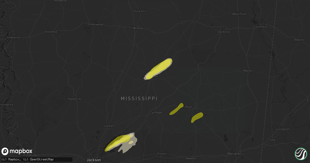 Hail map in Kosciusko, MS on February 23, 2019