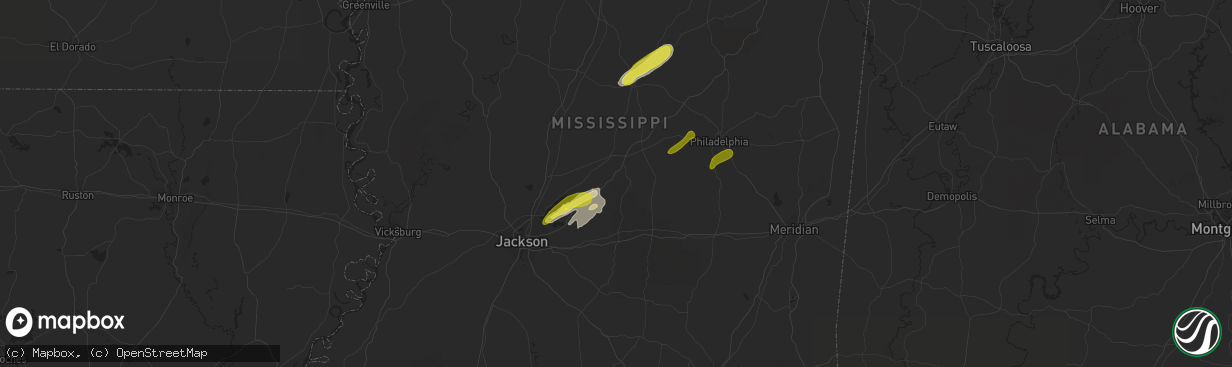 Hail map in Lena, MS on February 23, 2019