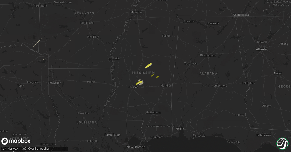 Hail map in Mississippi on February 23, 2019