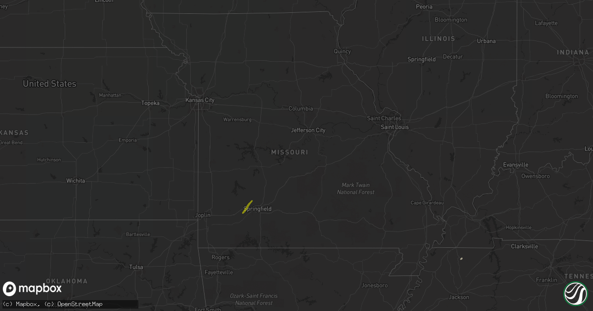 Hail map in Missouri on February 23, 2019