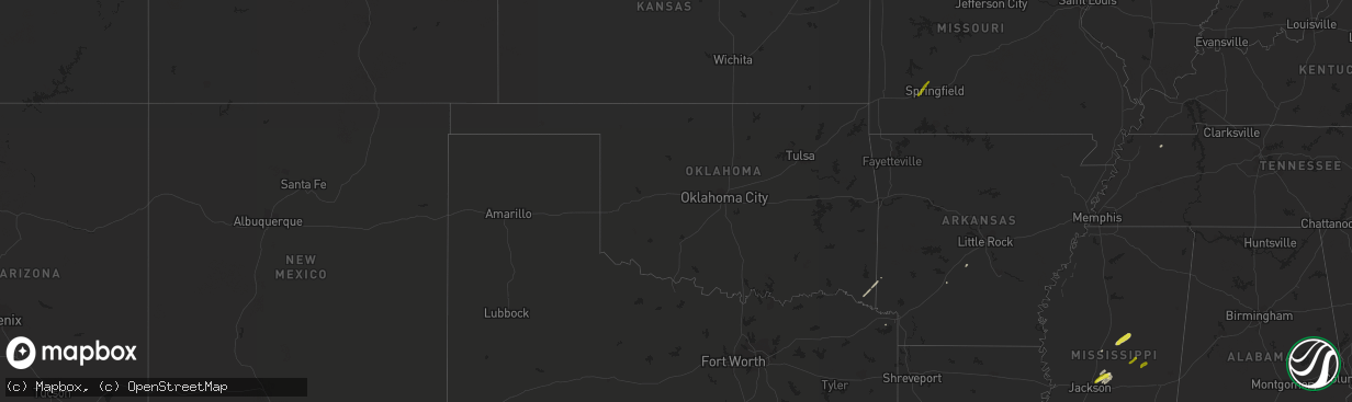 Hail map in Oklahoma on February 23, 2019