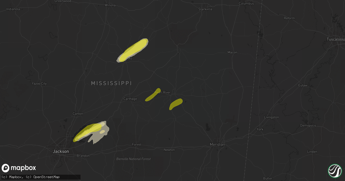 Hail map in Philadelphia, MS on February 23, 2019