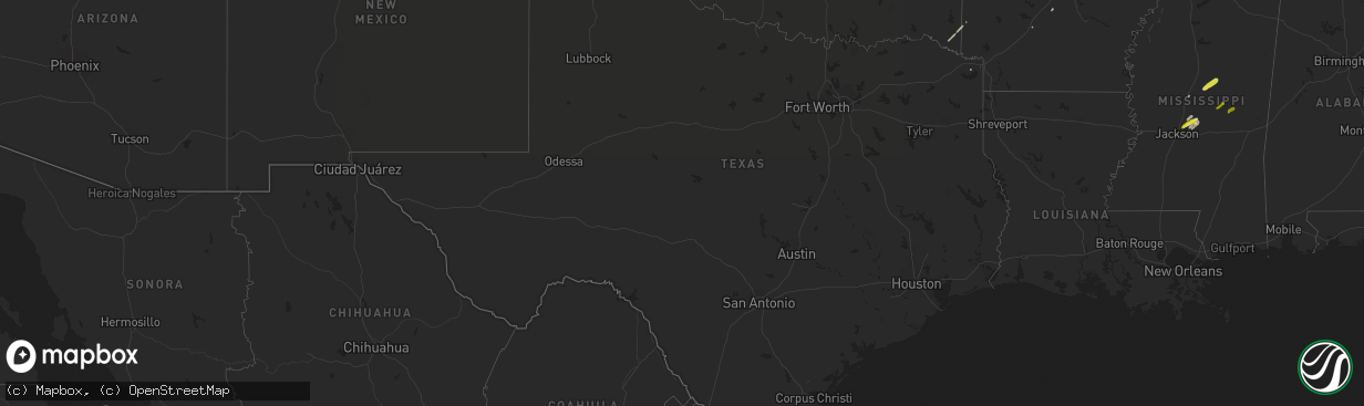 Hail map in Texas on February 23, 2019