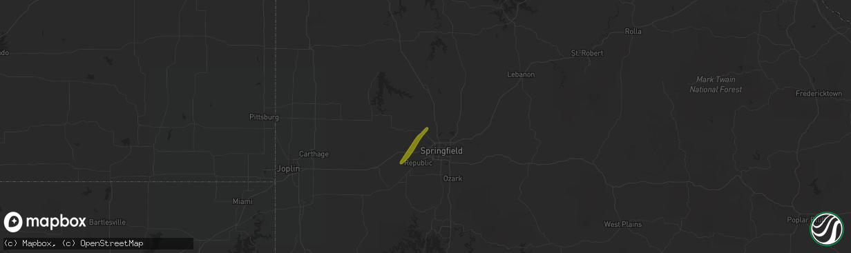 Hail map in Willard, MO on February 23, 2019