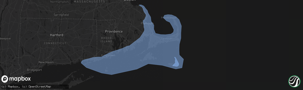 Hail map in East Falmouth, MA on February 23, 2026