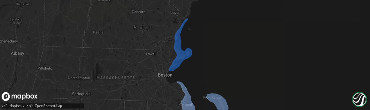 Hail map in Gloucester, MA on February 23, 2026