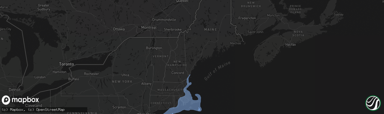 Hail map in Maine on February 23, 2026