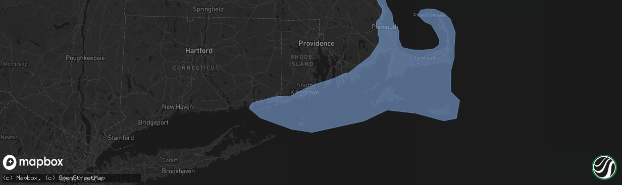 Hail map in Narragansett, RI on February 23, 2026