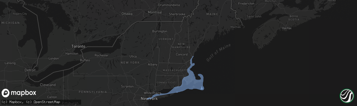 Hail map in New Hampshire on February 23, 2026