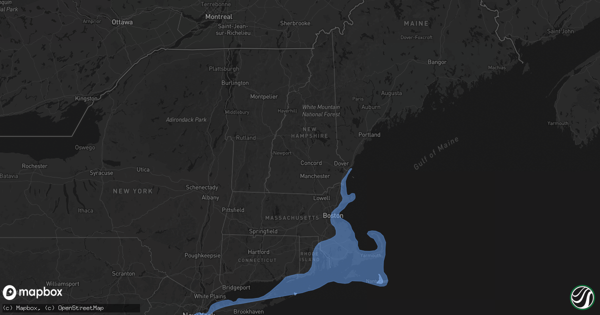 Hail map in New Hampshire on February 23, 2026