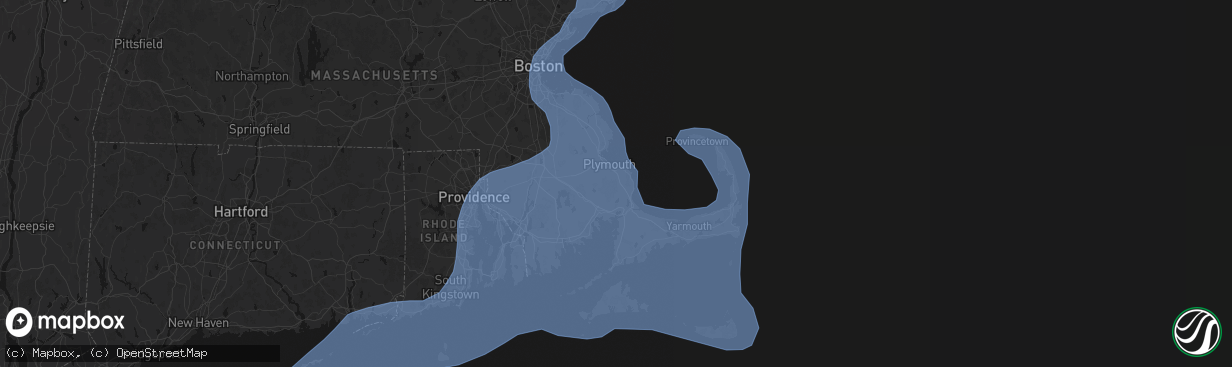 Hail map in Plymouth, MA on February 23, 2026