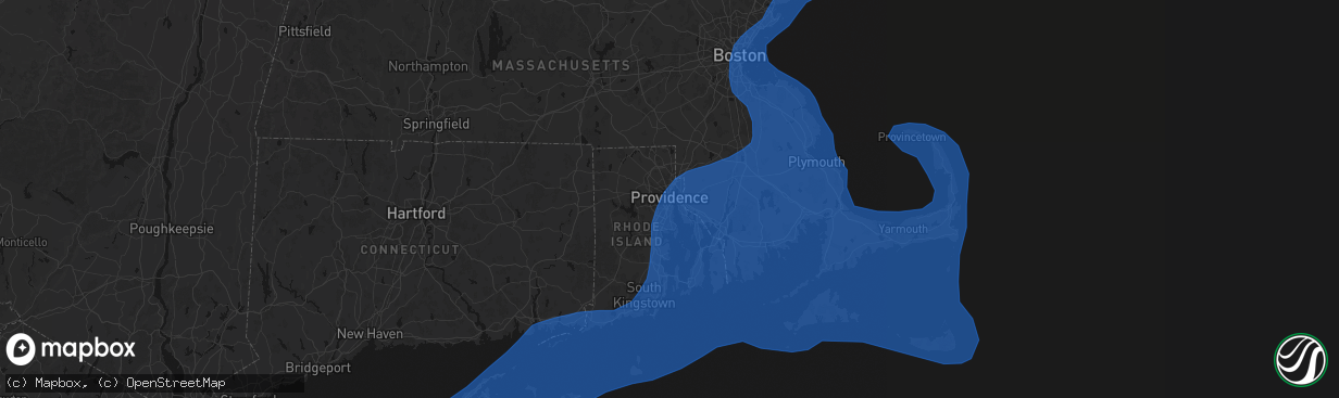 Hail map in Providence, RI on February 23, 2026