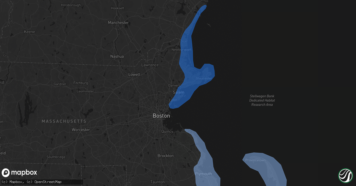 Hail map in Salem, MA on February 23, 2026