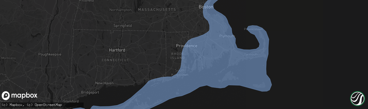 Hail map in Warwick, RI on February 23, 2026