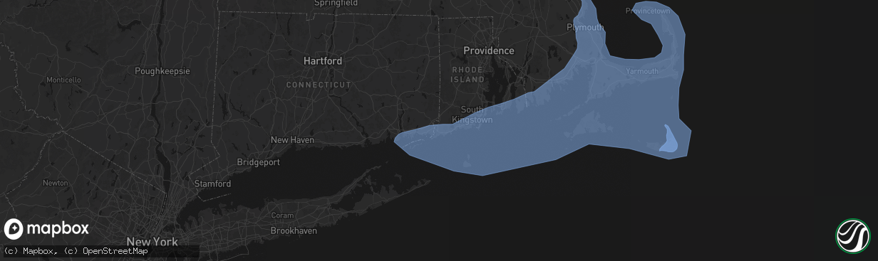 Hail map in Westerly, RI on February 23, 2026