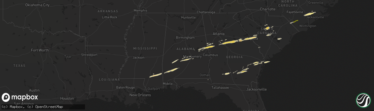 Hail map in Alabama on February 24, 2012